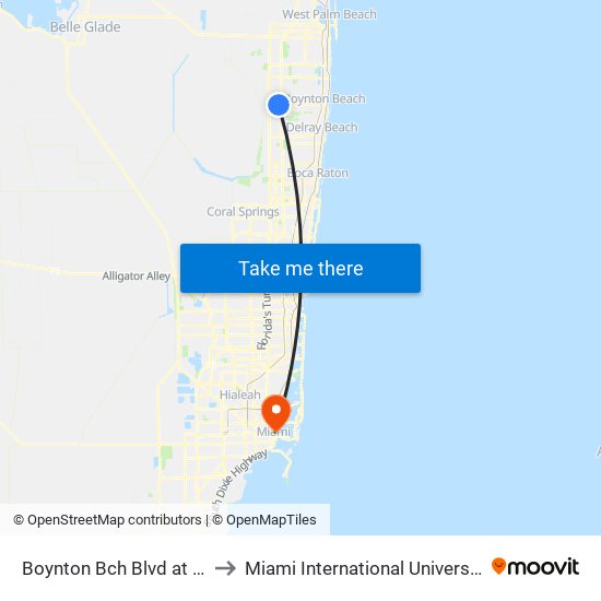 Boynton Bch Blvd at Acme Dairy Rd to Miami International University Of Art & Design map