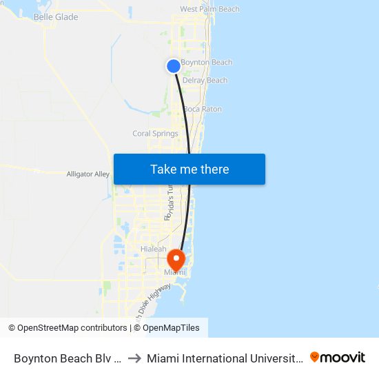 Boynton Beach Blv at Somerset to Miami International University Of Art & Design map