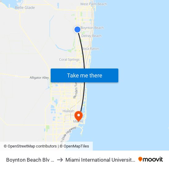 BOYNTON BEACH BLV at SOMERSET to Miami International University Of Art & Design map