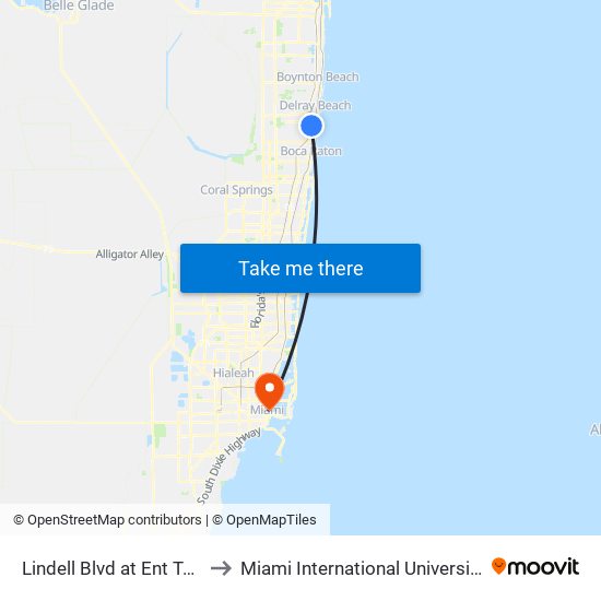 Lindell Blvd at Ent To Lakes Of Del to Miami International University Of Art & Design map