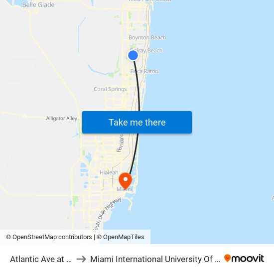 Atlantic Ave at Jog Rd to Miami International University Of Art & Design map