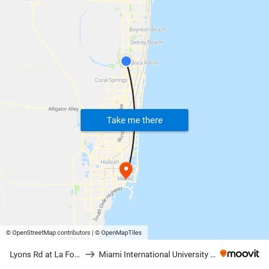 Lyons Rd at  La Fontana Blvd to Miami International University Of Art & Design map