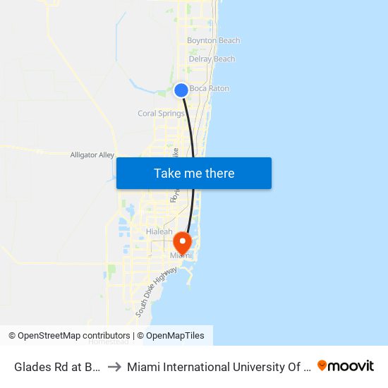 Glades Rd at Bld9250 to Miami International University Of Art & Design map
