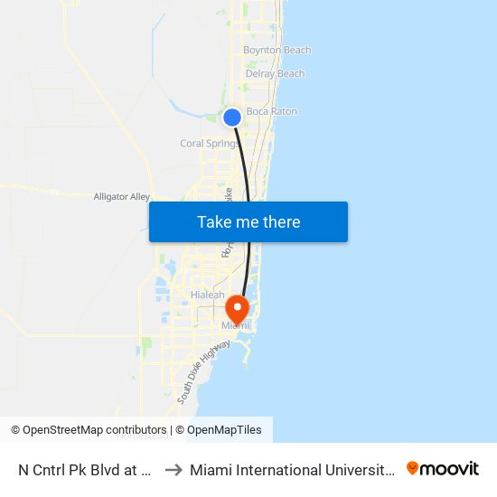 N Cntrl Pk Blvd at  Us-441/Sr-7 to Miami International University Of Art & Design map