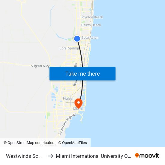 Westwinds Sc at Publix to Miami International University Of Art & Design map