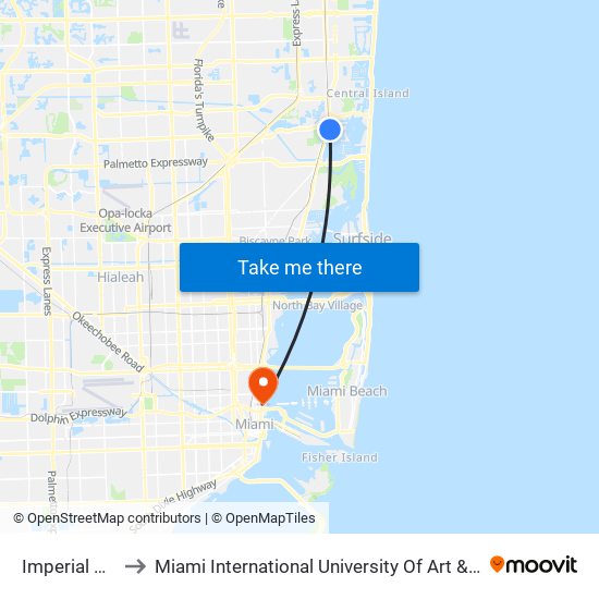 Imperial Club to Miami International University Of Art & Design map