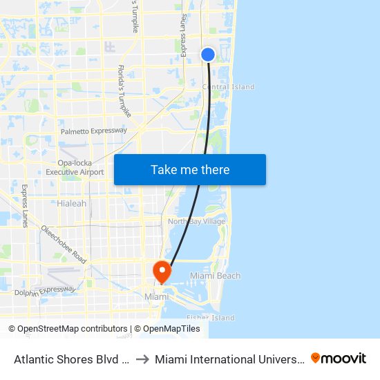 Atlantic Shores Blvd & Us 1 Big Irvs to Miami International University Of Art & Design map