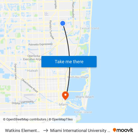 Watkins Elementary School to Miami International University Of Art & Design map
