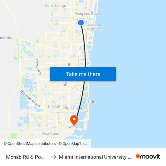 Mcnab Rd & Powerline Rd to Miami International University Of Art & Design map