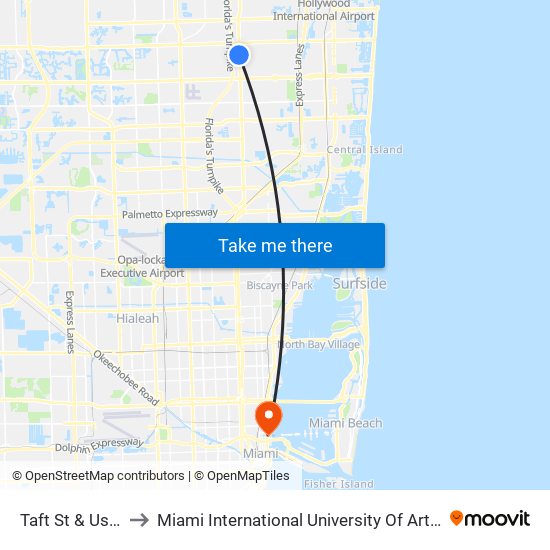 Taft St & Us 441 to Miami International University Of Art & Design map