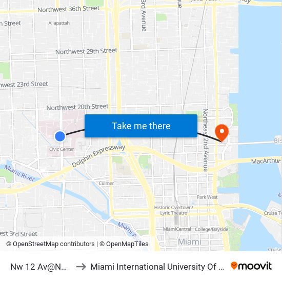 Nw 12 Av@Nw 16 St to Miami International University Of Art & Design map