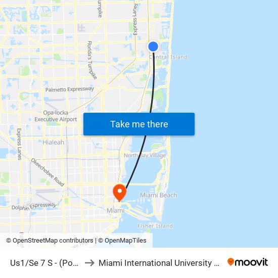 Us1/Se 7 S - (Post Office) to Miami International University Of Art & Design map
