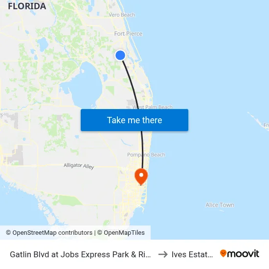 Gatlin Blvd at Jobs Express Park & Ride to Ives Estates map