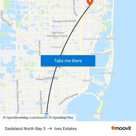 Dadeland North Bay 3 to Ives Estates map