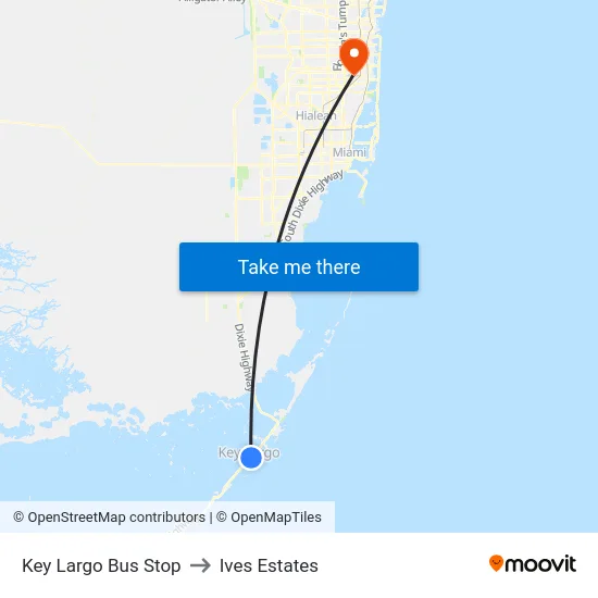 Key Largo Bus Stop to Ives Estates map