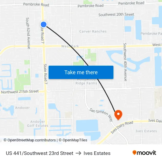 US 441/Southwest 23rd Street to Ives Estates map