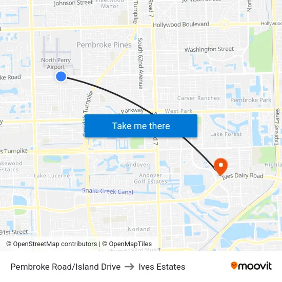 Pembroke Road/Island Drive to Ives Estates map