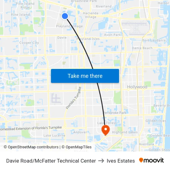 Davie Road/McFatter Technical Center to Ives Estates map