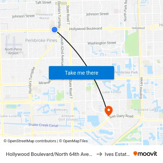 Hollywood Boulevard/North 64th Avenue to Ives Estates map