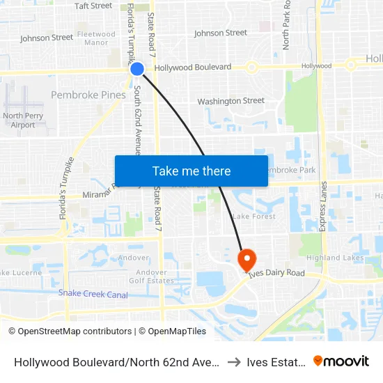 Hollywood Boulevard/North 62nd Avenue to Ives Estates map