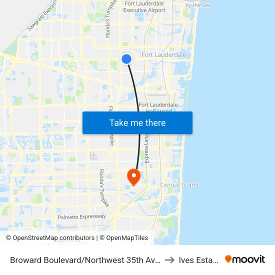 Broward Boulevard/Northwest 35th Avenue to Ives Estates map