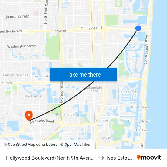 Hollywood Boulevard/North 9th Avenue to Ives Estates map