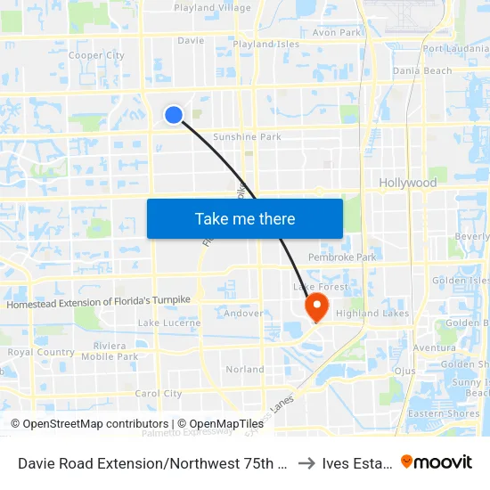 Davie Road Extension/Northwest 75th Terrace to Ives Estates map