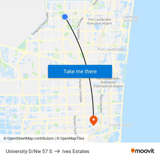 University D/Nw 57 S to Ives Estates map