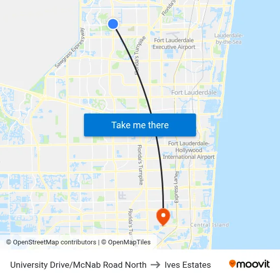 University Drive/McNab Road North to Ives Estates map