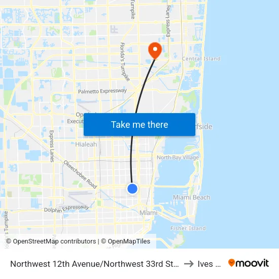 Northwest 12th Avenue/Northwest 33rd Street - (Allapattah Metrorail Station) to Ives Estates map
