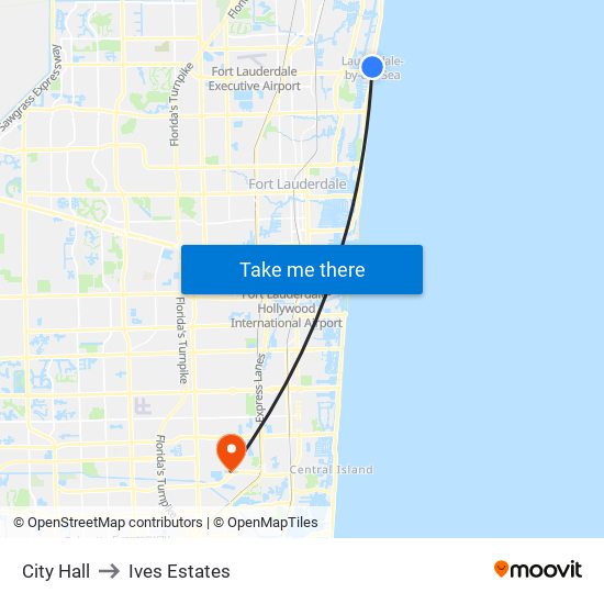 City Hall to Ives Estates map