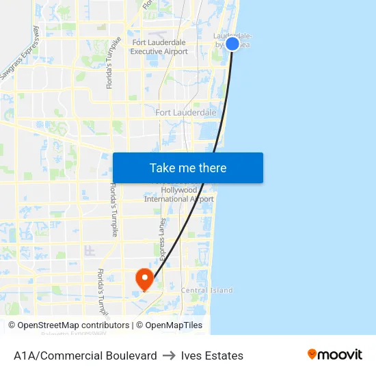 A1A/Commercial Boulevard to Ives Estates map