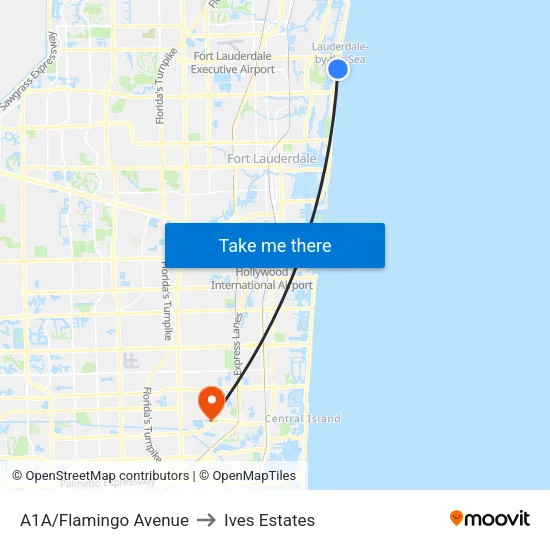 A1A/Flamingo Avenue to Ives Estates map