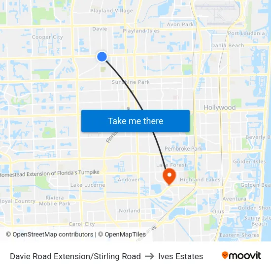 Davie Road Extension/Stirling Road to Ives Estates map