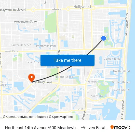 Northeast 14th Avenue/600 Meadowbrook to Ives Estates map