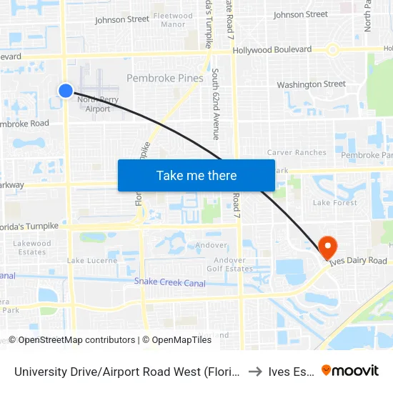 University Drive/Airport Road West (Florida State Hospital) to Ives Estates map