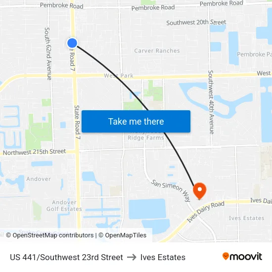 US 441/Southwest 23rd Street to Ives Estates map