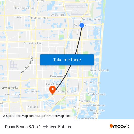 Dania Beach B/Us 1 to Ives Estates map