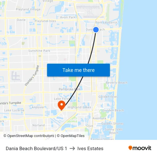 Dania Beach Boulevard/US 1 to Ives Estates map