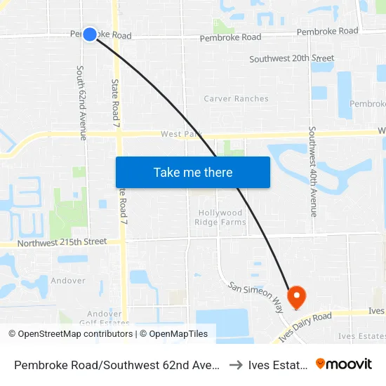 Pembroke Road/Southwest 62nd Avenue to Ives Estates map