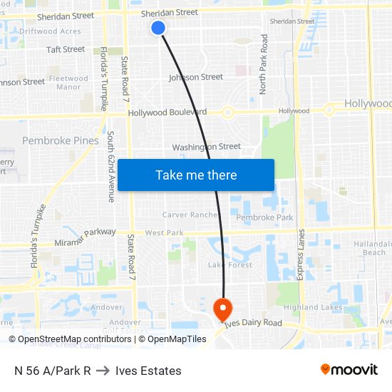 N 56 A/Park R to Ives Estates map