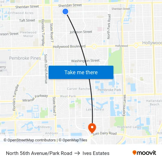 North 56th Avenue/Park Road to Ives Estates map