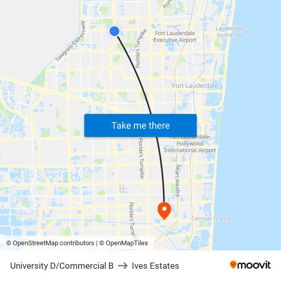 UNIVERSITY D/COMMERCIAL B to Ives Estates map