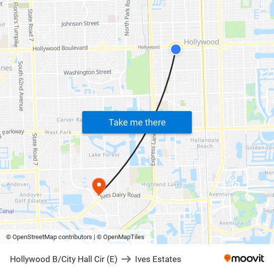 Hollywood B/City Hall Cir (E) to Ives Estates map