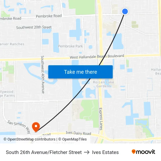 South 26th Avenue/Fletcher Street to Ives Estates map