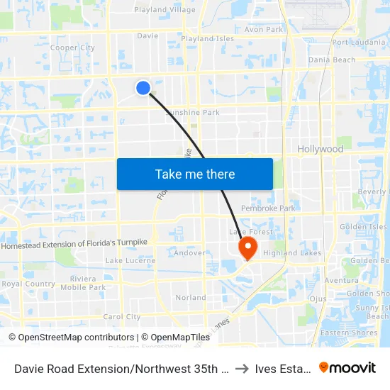 Davie Road Extension/Northwest 35th Street to Ives Estates map