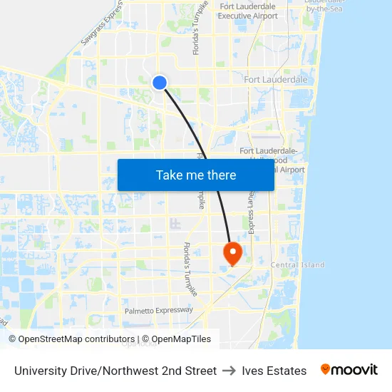 University Drive/Northwest 2nd Street to Ives Estates map