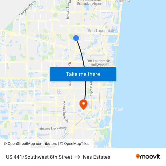 US 441/Southwest 8th Street to Ives Estates map