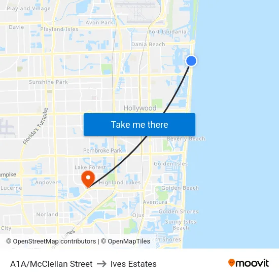 A1A/McClellan Street to Ives Estates map