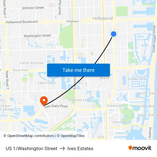 US 1/Washington Street to Ives Estates map